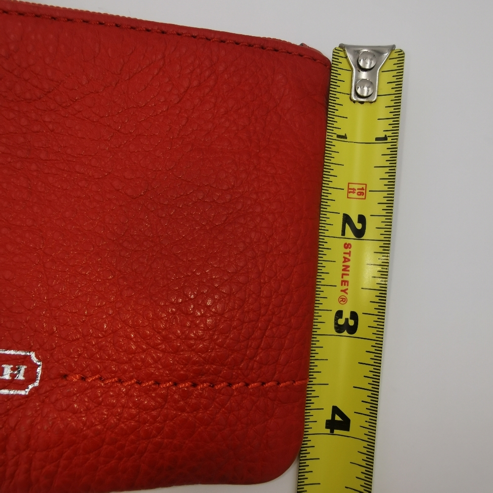 COACH Park Small Pebbled Leather Wristlet Bright Vermillion / Red - F49475 - Picture 8 of 9